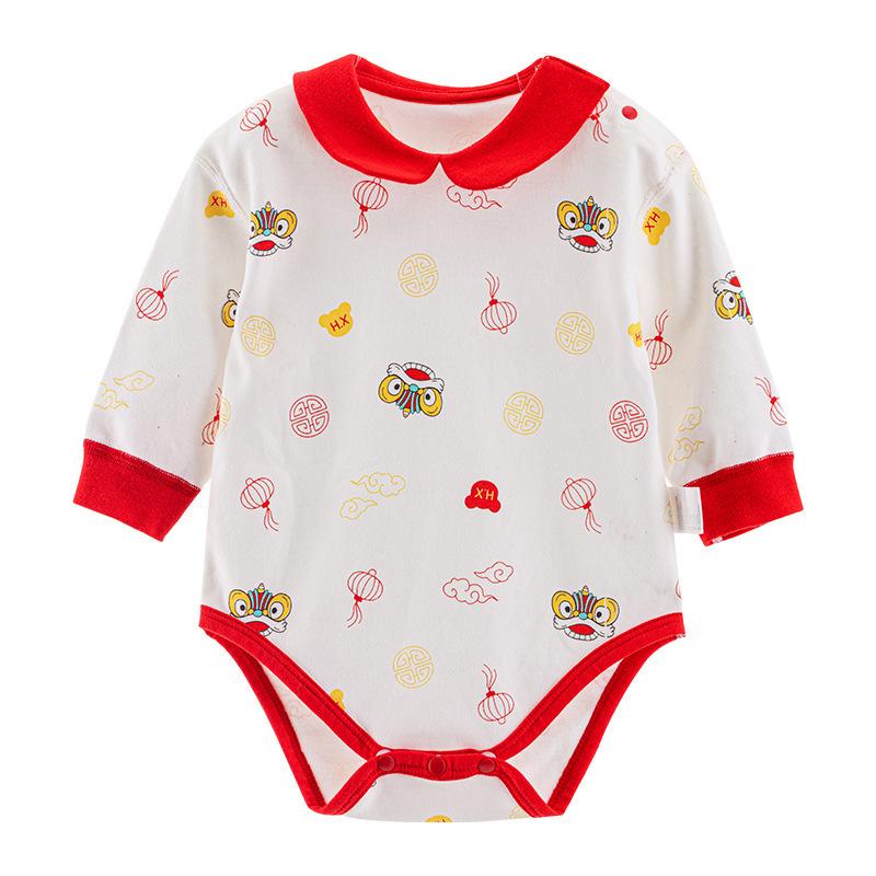 Newborn Chinese Style Cotton Long Sleeve Romper