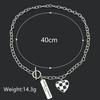 Fashion Luxury Black White Plaid Love Heart Necklace For Women Cool Choker Short Chain Collares Pendants Simple Trendy Jewelry