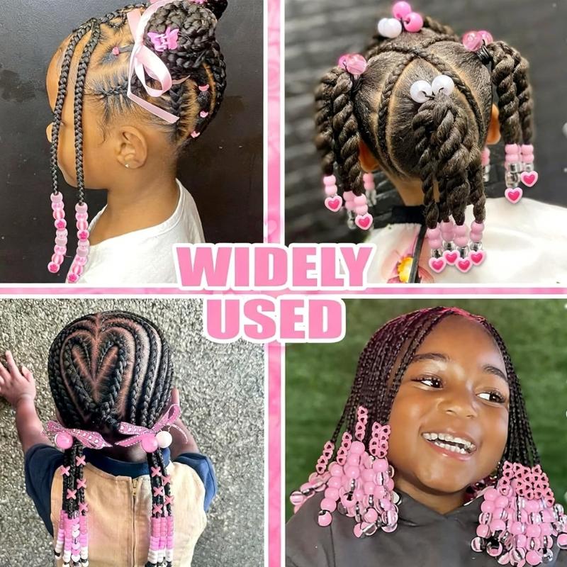 Creative Kids Hair Accessories Set Including 100 Assorted Acrylic Beads And Insertion Tool For Fun Styling