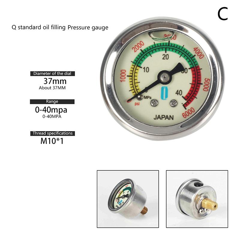 Oil Filled/Oil-Free Pressure Gauge 40Mpa/6000Psi High Pressure Pump Air Compressor Pressure Gauge M10*1 Thread M10 Gasket