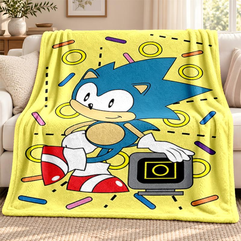 Sonic blanket Flannel Blanket Soft Cozy Plush Throw for Sofa Bed Lightweight Home Decoration Outdoor camping