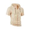 Men's Solid Color Cotton and Linen Cardigan Trendy and Versatile Loose Casual Short-sleeved Men's Shirt Hoodie