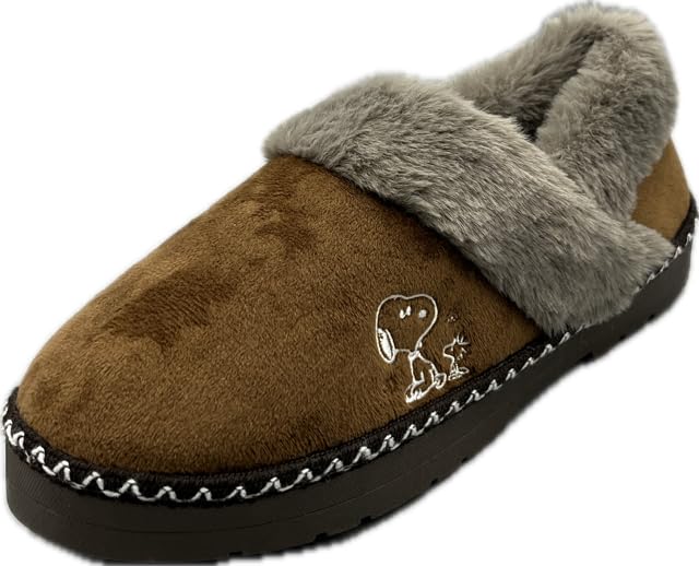 Peanuts Snoopy Suede with Room Large Slippers, Autumn/Winter, Fur, Shoes, Warm,
