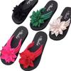 Zapatos de Mujer de Moda Talla Grande Pantuflas Mujer Verano Chanclas Bajas Chanclas de Goma Flor 2025 Hawaianas Planas Roma Tela Floral Tacones de Pezuña
