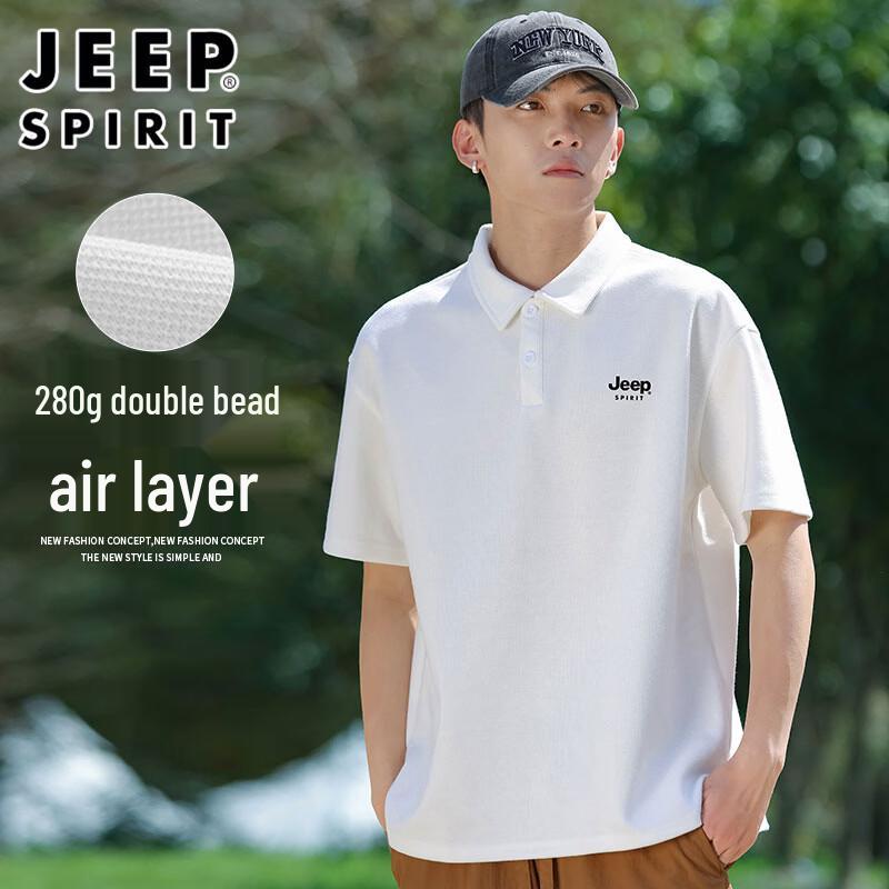JEEP SPIRIT Men s Heavyweight Breathable Short Sleeve Polo Shirt 3XL