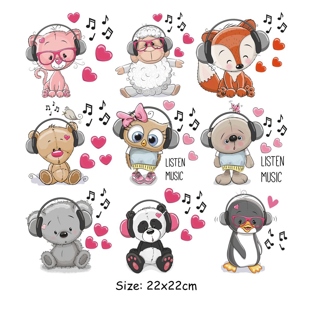 

9 шт./лист животных термонаклейки для переноса на одежду мультфильм сова лиса панда наклейки для термопресса аппликация своими руками парчи Ropa наклейки патч