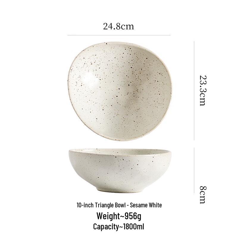 HX Japanese-Style Ceramic 10-inch Irregular Deep Serving Bowl