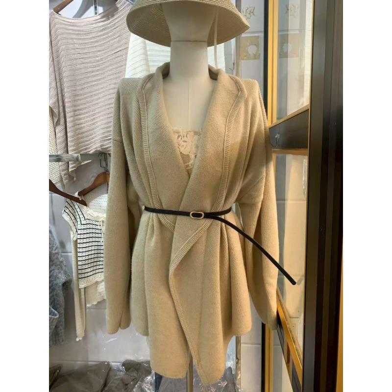 

Large lapel collar fashion temperament knitted cardigan women s autumn and winter new medium and long loose sweater jacket women average size