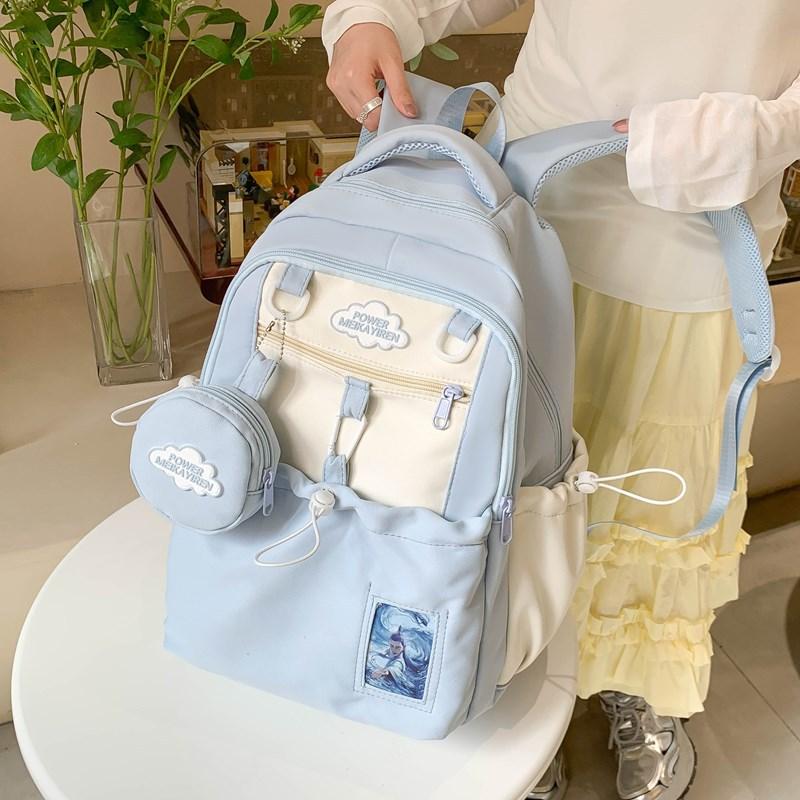 Маленький свежий литературный контрастный цветной студенческий школьный рюкзак японский и корейский ins девичье сердце рюкзак большой емкости