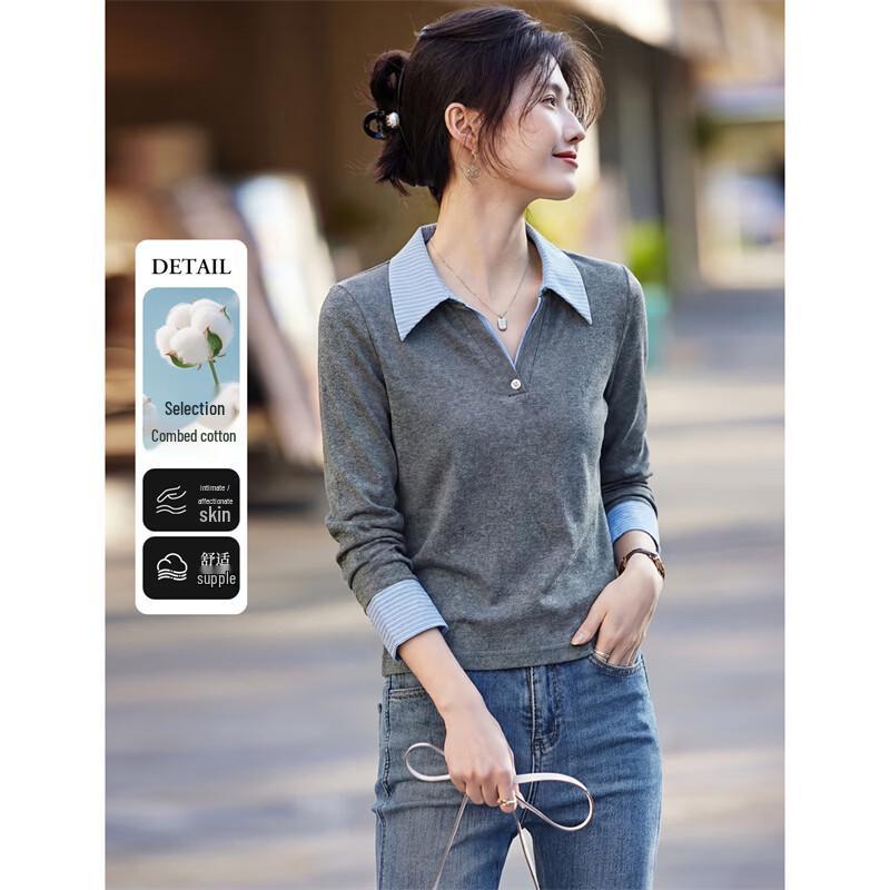 Women s Color-Block Layered Knitted Shirt Top L