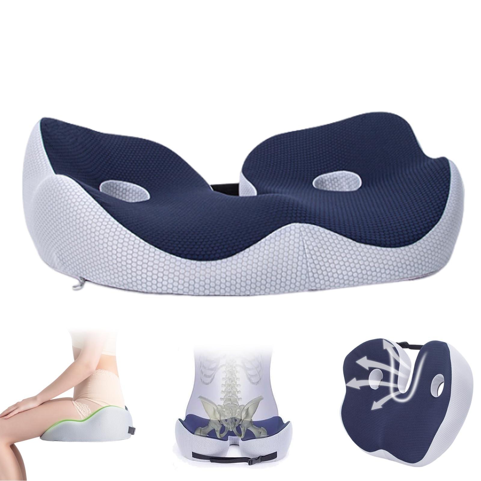 

Подушка для сиденья Socket Seat для облегчения боли в сидении и спине, ягодицах, копчике, бедрах, подколенных сухожилиях, для поддержки осанки - подушка Memory Foam Comfort для седалищного бугра One Size тёмно-синий