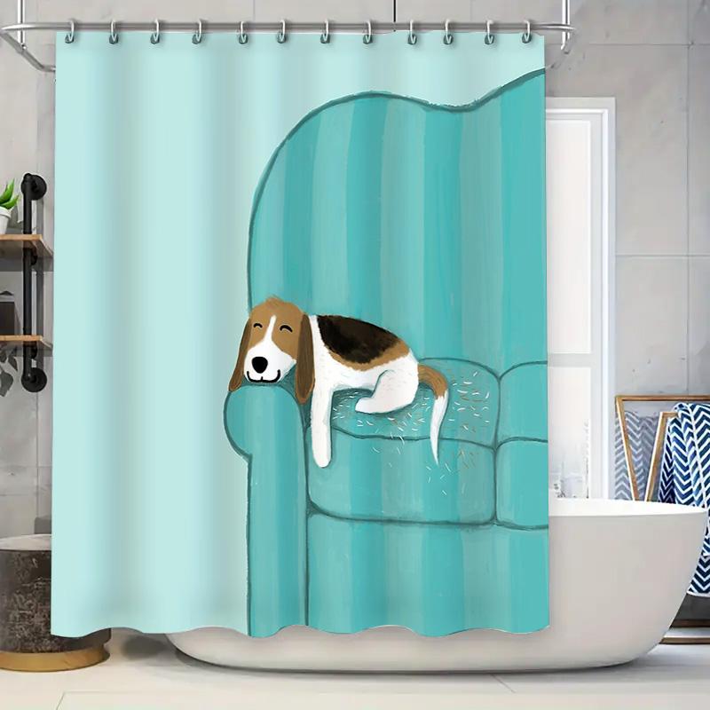 

Cute Beagle Dog Shower Curtain Waterproof Bathroom Decor Farmhouse Rustic Pet Lover Gift Modern Home Decor W60H190(CM)-1 Pcs