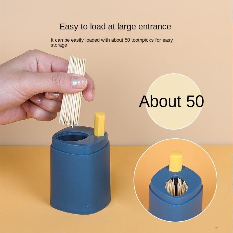 Automatic Pop-up Toothpick Holder, Portable Toothpick Holder, and Large Storage Space for Up To 50 Toothpicks
