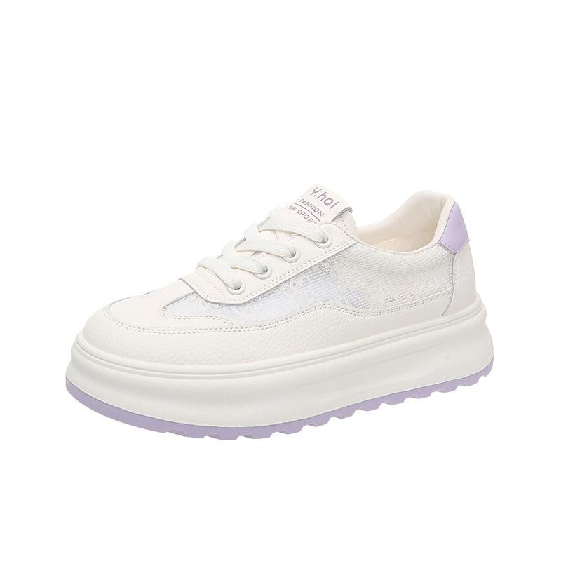[Fanfna] Thick-soled Little White Shoes Women's 2025 New Summer Sports and Leisure Shoes Breathable and Lightweight Mesh Board Shoes