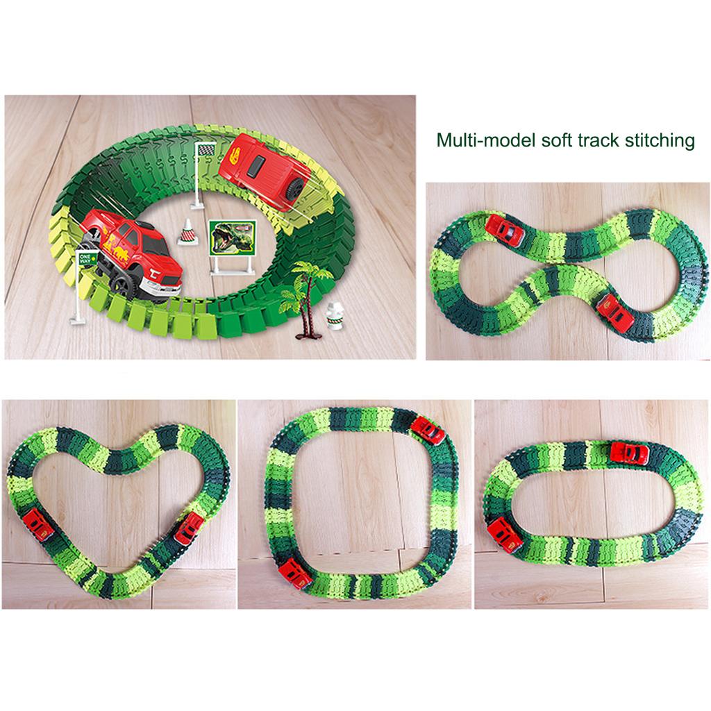 Dinosaur Race Track Toy Fun Interesting Electric Race Car Flexible Track Set for Kids