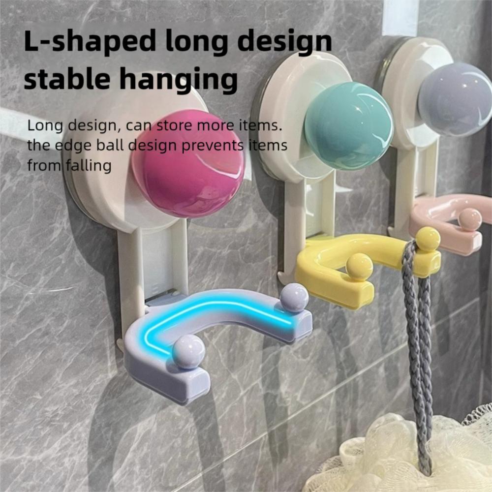 2Pcs Dopamine Vacuum Double Hooks Removable Wall Hanger Creative Shower Hooks Behind the Door