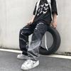 Jeans da uomo gotici Hippie Autunno Inverno Jeans patchwork neri Pantaloni grunge estetici a vita alta Streetwear
