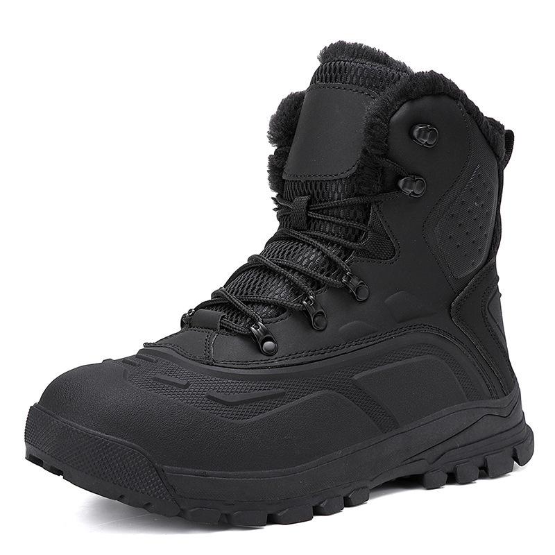 Winter European and American fashion high-top mountaineering boots men's outdoor leather waterproof cotton shoes large size high quality snow boots