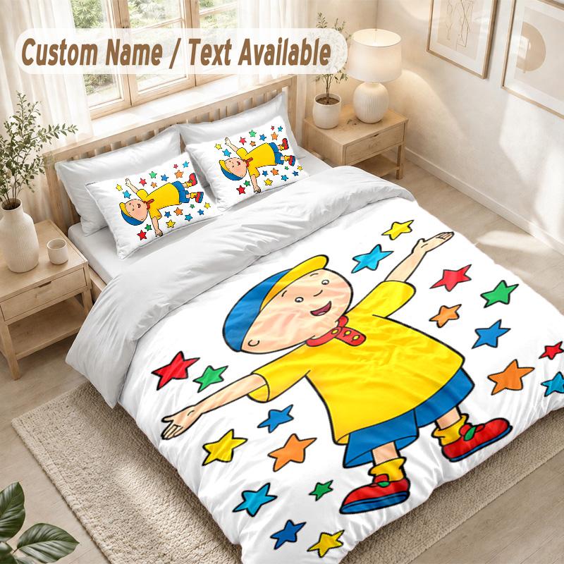 Caillou Bettwäsche-Set, 1 Bettbezug & 2 Kissenbezüge Weich Bequem Schlafzimmer Heimtextil Dekoration