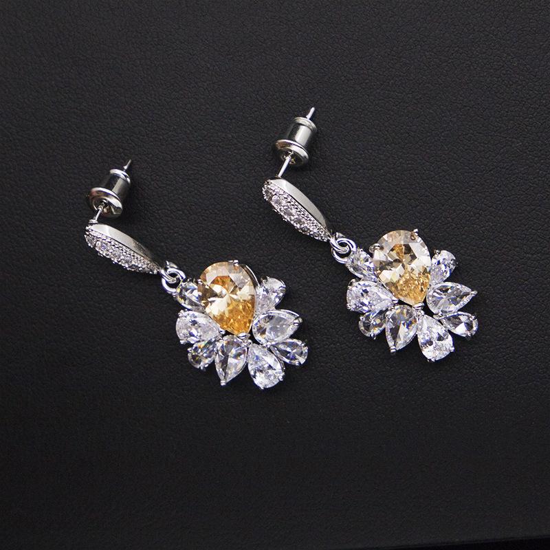 Zircon Necklace Earrings Ring Bracelet Jewelry Set Combination