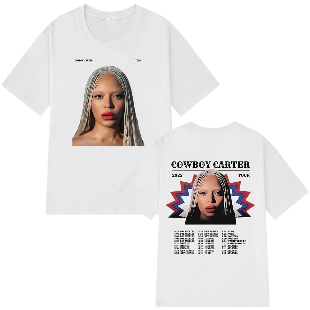 Beyonce Cowboy Carter Tour Merch 2025 T Shirt Men Women Fashion Hip Hop T Shirt Cotton Summer Short-sleeved Casual Male T Shirts2
