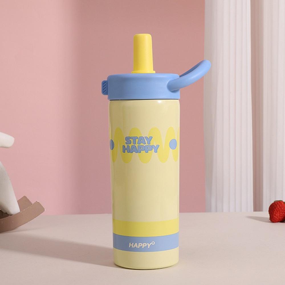 

Durable 600ml Water Cup Stainless Steel Leak-proof Cartoon Insulated Cup Large Capacity Double Drinking Straw Cup 50ml