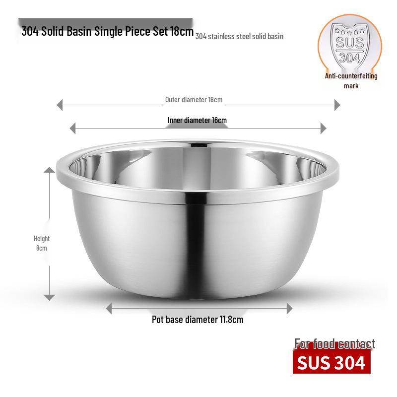 304 Stainless Steel Multi-Purpose Kitchen Basin for Soup, Dough, Vegetables, and Rice