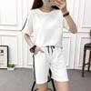 Three-stripe Short-sleeved Shorts Sports Suit for Women Loose Sweatshirt Student Running Casual Wear Two-piece Set for Women