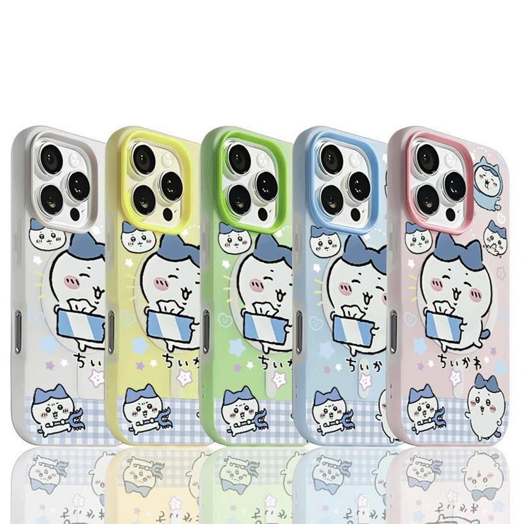 Frosted Jelly Magnetic 2-in-1 Phone Case for Apple Chain Lanyard Fashionable Cute Cartoon Magnetic Phone Case