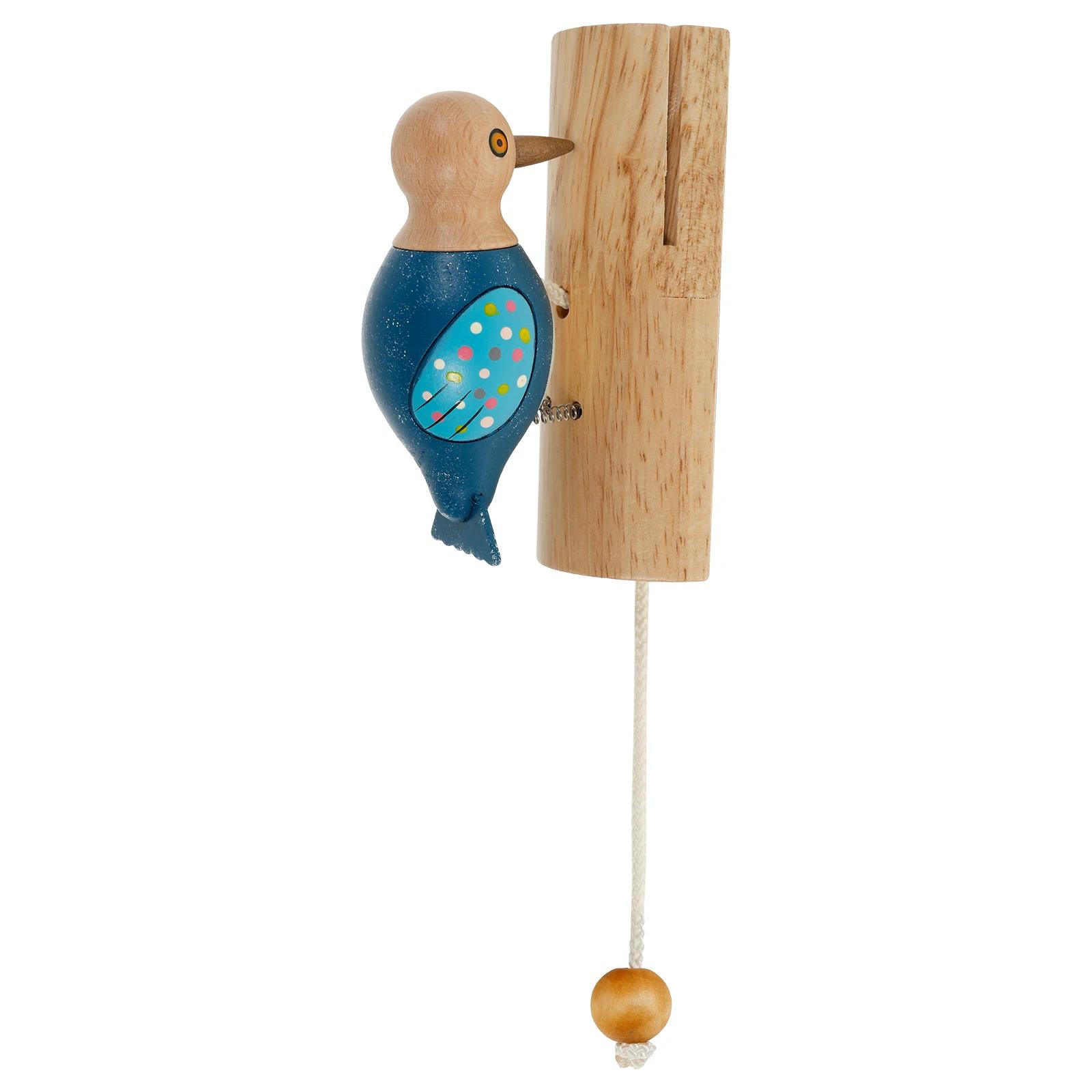 Creative Door Knocker Woodpecker Door Knocker Pull Rope Wood Woodpecker Doorbell Funny Antique Door Knocker for Home Decor