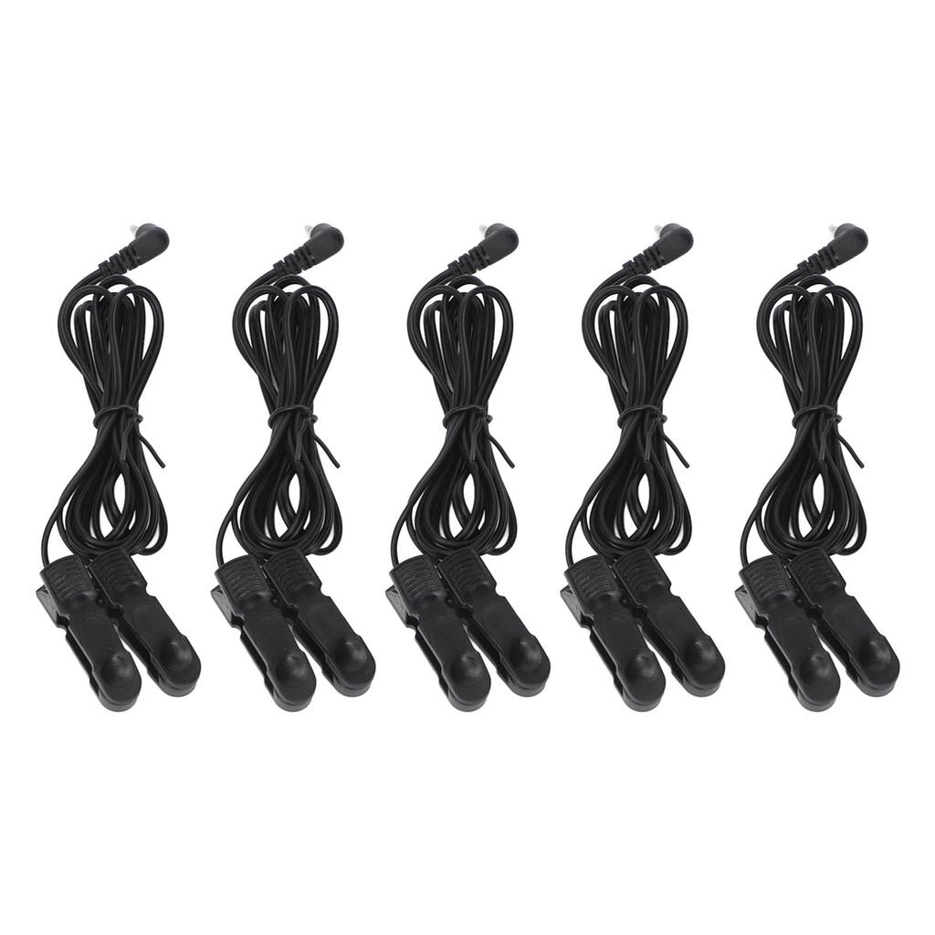 5 Stück Elektrodenkabel 2,5 mm Winkelstecker 1,2 m Länge 1 auf 2 Ohrclip Elektrodenkabel für Massagegerät