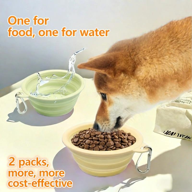 Portable Pet Folding Bowl with Carabiner Food Grade Silicone for Dogs Cats Outdoor Travel Walking Feeding Water Drinking Bowl