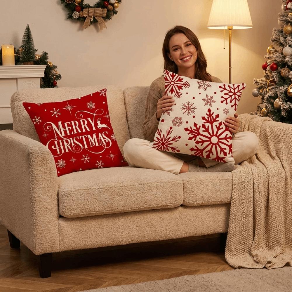 Comfortable Xmas Cushion Cover Soft Christmas Tree Cushion Cover Throw Pillowcase New Year Decor