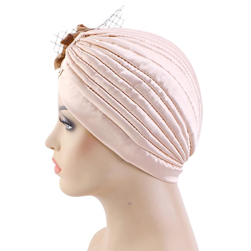 Big Flower Accessories Imitation Silk Pleated Turban Hat Ethnic Hat Indian Hat Ladies Wedding Hat
