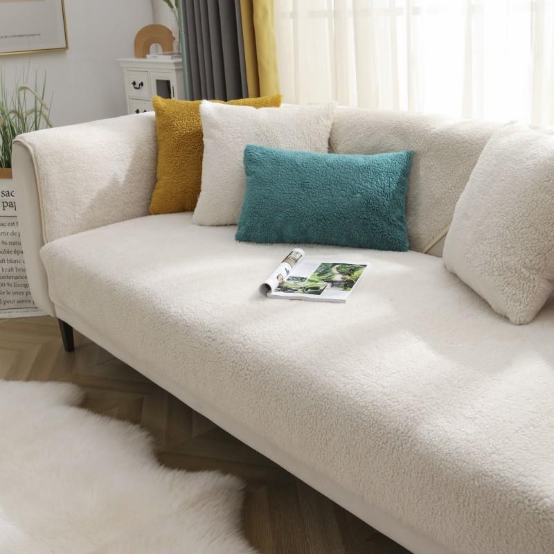 Sofa Cover Non-slip Plush Winter Sofa Cushion Seat Cushion Lamb Wool Sofa Cushion Living Room