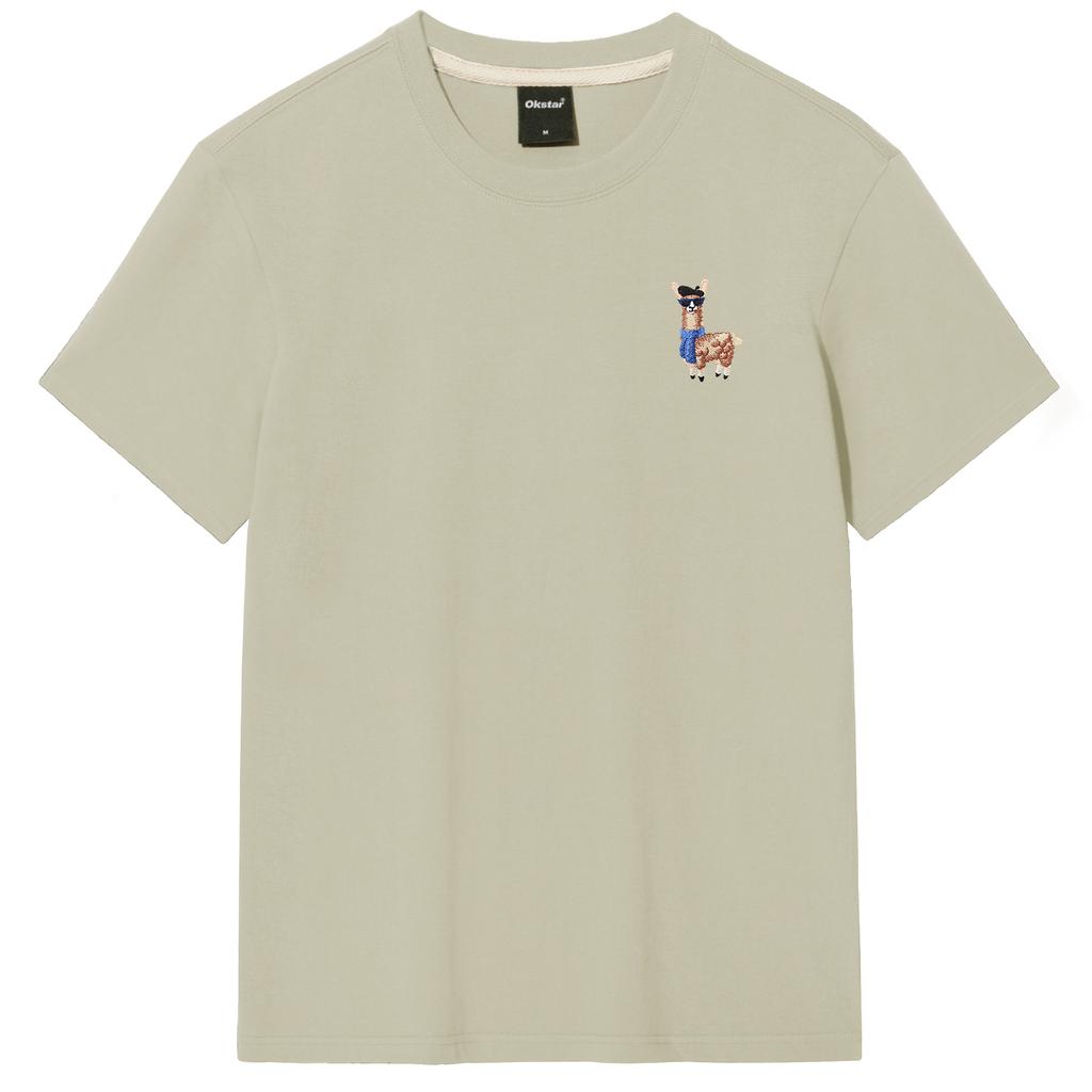OKSTAR Alpaca Embroidered Short Sleeve T-Shirt (Type A)