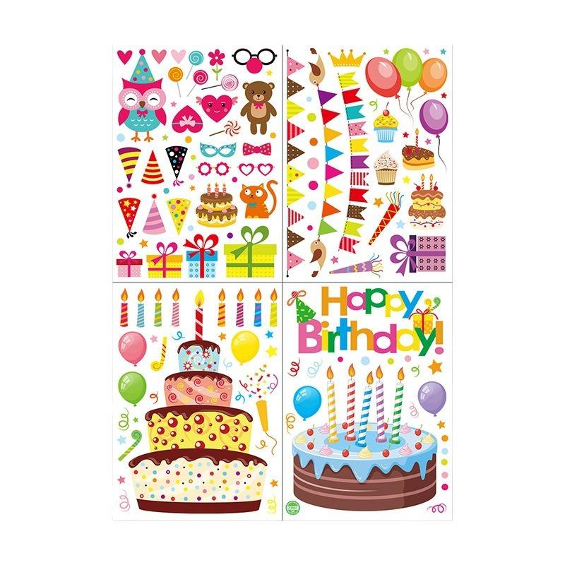 Children's Birthday Party Decoration, Window Scene Arrangement, Cake Shop Glass Stickers, Window Static Stickers, Decorative Window Stickers