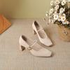 Fashion versatile high heels women's 2025 new Xiaoxiangfeng square head shallow mouth thick heel one-word buckle with Mary Jane single shoes