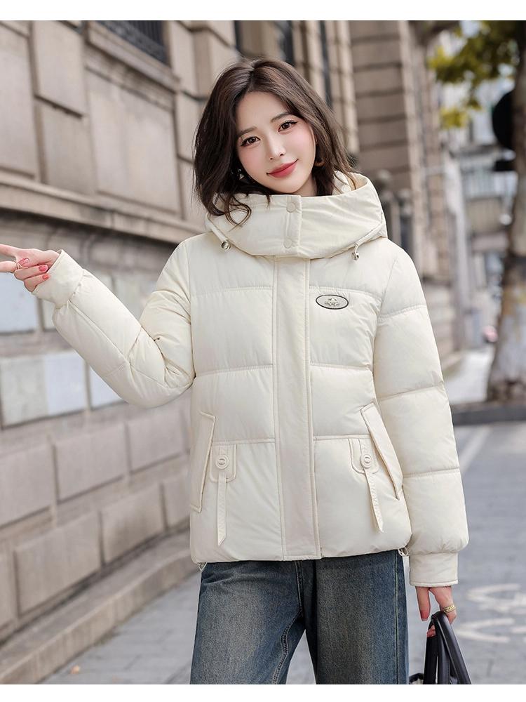 Women’s Short Hooded Windproof Thicken Warm Winter Jacket With Raglan Sleeves
