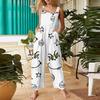 Women's Fashion Christmas  Print Casual Retro Sleeveless Button Jumpsuit