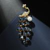 Pearl Brooch Personality Literary Peacock Brooch Crystal Corsage Flower Pin Exquisite Hypoallergenic Luxury Enamel Brooch Long-Lasting Color BFF Gift