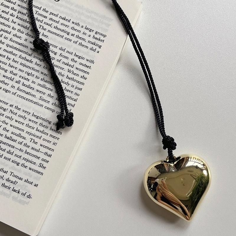 Korean Style Rope Neck Chain Necklace For Women Charm Metal Heart Pendant Collar Chain Choker Fashion Party Jewelry