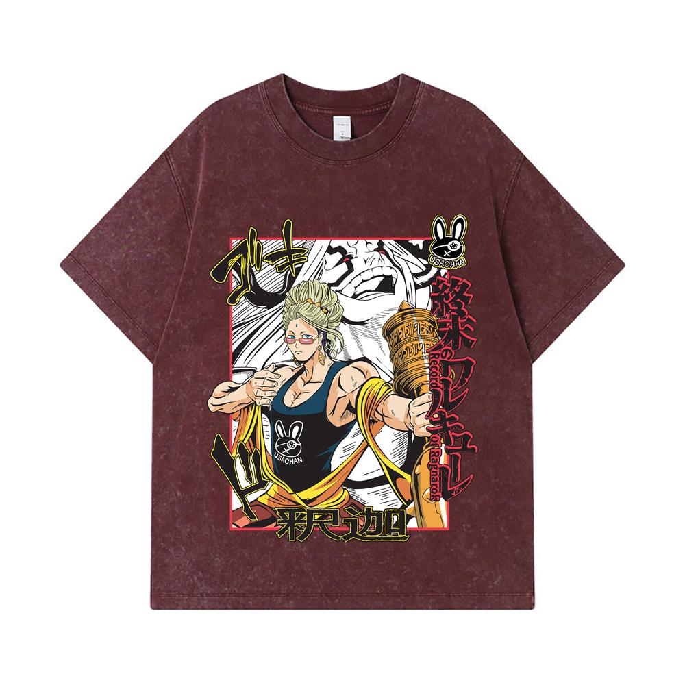 275 GSM Washed T-shirts 100% Cotton Record of Ragnarok V5 Buddha Print Unisex Heavy Cotton T Shirt