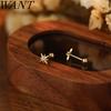 WANTME 925 Silver Fashion Simple Romantic Light Star Screw Bead Stud Earrings for Women Birthday Party Piercing Jewelry