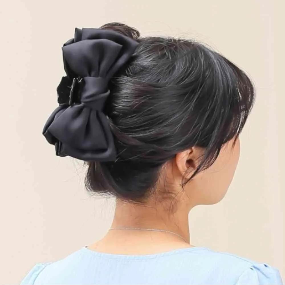 Big ribbon claw clip, black ribbon claw clip, pretty hair clip