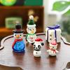 Holiday Miniature Glass Snowman Reindeer Santa Sculpture Tabletop Shelf Decoration For Christmas Display Party Gift