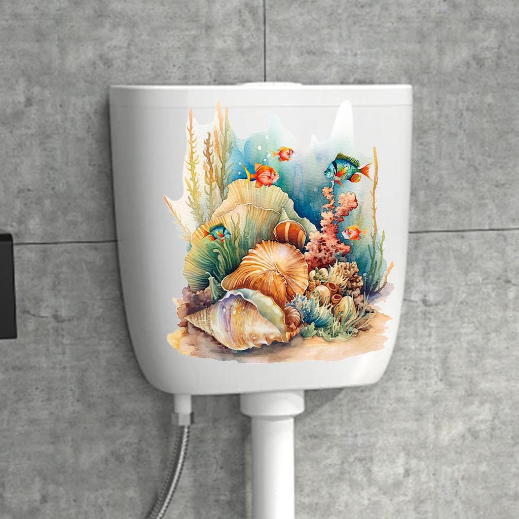Toilet Stickers Toilet Seat Decorative Stickers Underwater World Strong Back Adhesive Decoration Tool for Hotels Schools Family