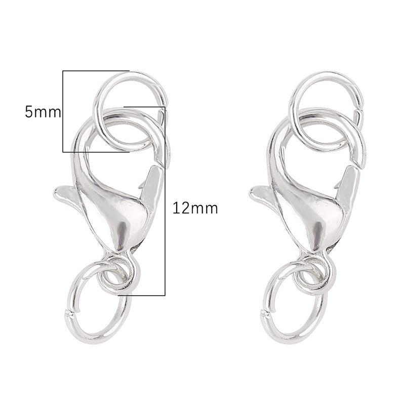 Vysoce kvalitní 12mm slitinová humrová spona pro DIY šperky, ideální pro náramky a náhrdelníky. Kombinace jednoho kruhu.