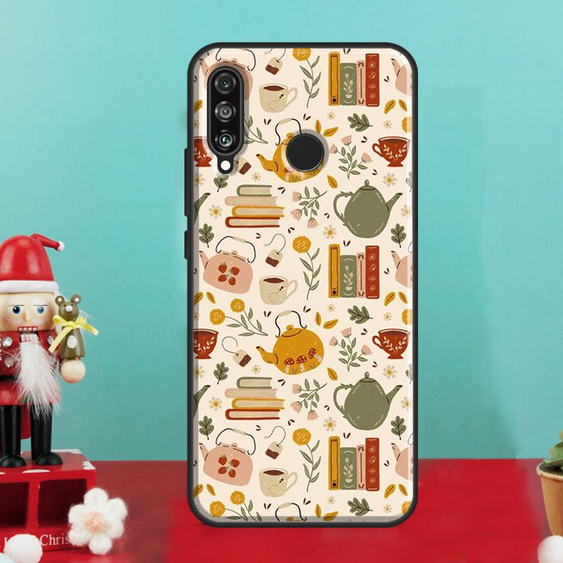 Flowery Books and Tea For Huawei Nova 9 10 SE 12i 11i 8i 12s Y90 Y60 Y70 Y72 Y61 Y91 P20 P40 P30 Lite P60 Pro Case Huawei P60 Pro