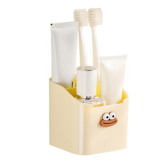 

Bathroom Countertop Storage Rack Multi-Compartment Toothbrush Holder 45 Degree Tilt Design Hollow Drainage